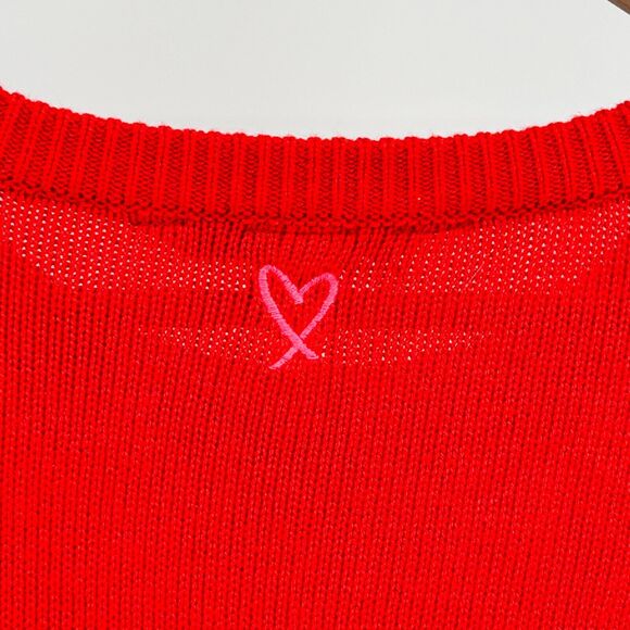 NWT Victoria’s Secret Red Knit Y2K Romantic Graphic Angel Sweater - Picture 6 of 8